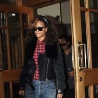 Rihanna is seen departing from the Clarence Hotel after her concert in Belfast